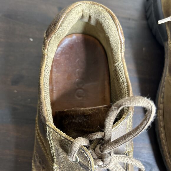 Ecco Light Shock Point Oxfords Lace Shoes Brown Leather Casual Men’s 46 US 12 M - Picture 8 of 15